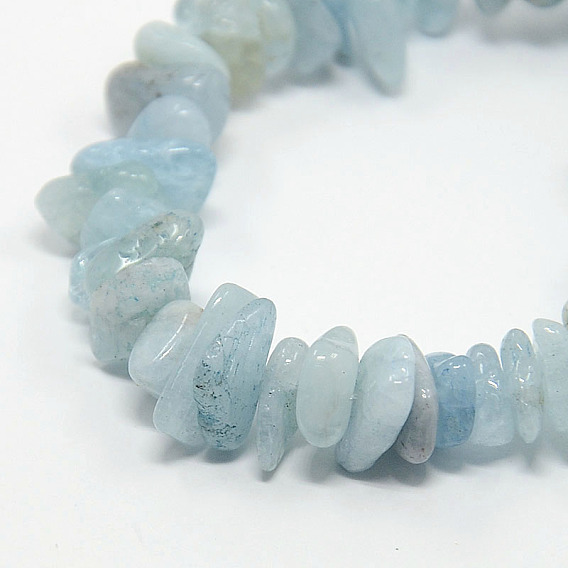 Natural Aquamarine Chips Beads Strands, 8~16x5~11x2~4mm, Hole: 1mm