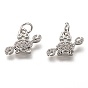 Brass Micro Pave Clear Cubic Zirconia Charms, Long-Lasting Plated, with Jump Ring, Crab