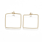 Brass Earring Hooks, Nickel Free, Real 18K Gold Plated, Rectangle