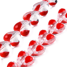 Transparent Acrylic Beads Strands, with Enamel, Heart