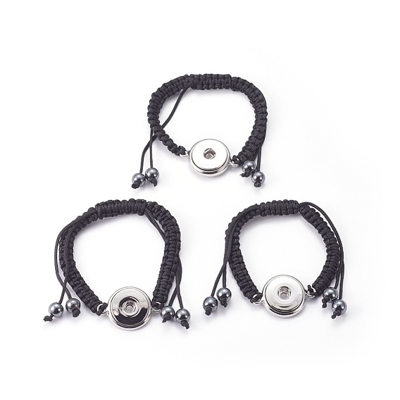 Création branchée de bracelet snap, bracelet faisant , avec des perles d'hématite non-magnétiques et les résultats de laiton, propres à boutons-pression, 23x60mm