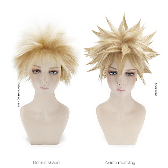 Perruques de cosplay ondulées blondes courtes, perruques de héros synthétiques pour costume de maquillage, avec coup