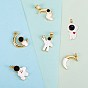 6Pcs 6 Style Eco-friendly Brass Enamel Pendants, Long-Lasting Plated, Real 18K Gold Plated, Cadmium Free & Lead Free, Astronaut