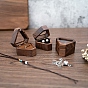 Caja de presentación de anillos de madera triangular, Estuche magnético para anillos de almacenamiento portátil para joyas con ventana visible y terciopelo en el interior