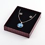 Rectangle Jewelry Set Cardboard Boxes, with Sponge and Ribbon