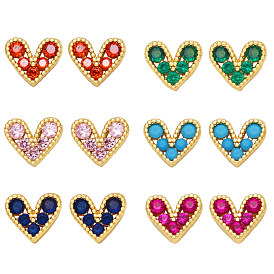 Chic and Versatile Mini Heart Stud Earrings with Zirconia for Fashionable Western Trendsetters