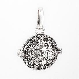 Pendentifs en laiton, cage, pour faire des colliers à pendentif carillon, rond et creux avec des fleurs