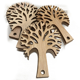 Hollow Unfinished Wood Tree Shaped Cutouts Ornament, Tree Blank Hanging Pendants, DIY Painting Supplies