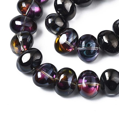 Electroplate Glass Beads Strand, Half Plated, Oval