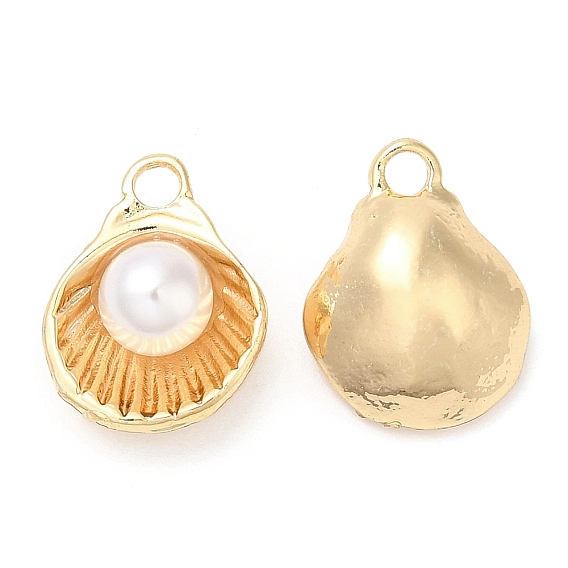 Brass with Glass Pearl Pendants, Shell Shape Charm