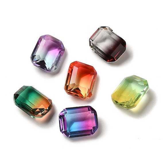 Faceted K9 Glass Rhinestone Cabochons, Pointed Back, Rectangle