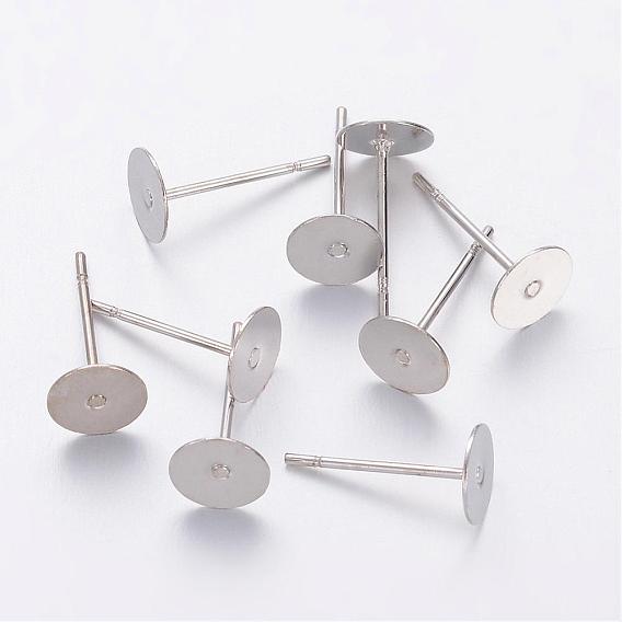 Stud Earring Settings, Brass Head and Stainless Steel Pin, Lead Free, Cadmium Free and Nickel Free