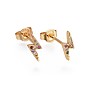 Brass Micro Pave Cubic Zirconia Flash Crawler Stud Earrings, Climber Earrings, with Brass Ear Nuts, Lightning Bolt