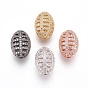 Brass Micro Pave Cubic Zirconia Beads, Sports Beads, Rugby, Clear