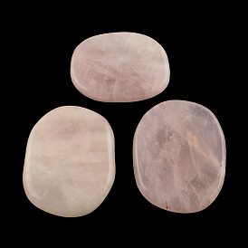 Pierre de palmier ovale en quartz rose naturel, pierre de poche de guérison reiki pour la thérapie de soulagement du stress anxieux, 43~50x36~38x6~8mm