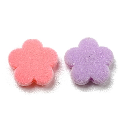 Flocky Acrylic Beads, Puffed Flower
