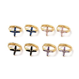 Cross Cubic Zirconia Cuff Earrings, Real 18K Gold Plated Brass Jewelry for Women, Cadmium Free & Lead Free