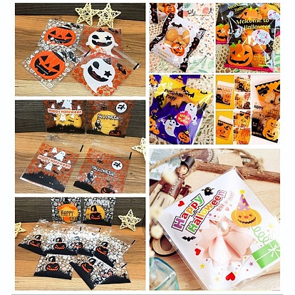 Happy Halloween Cookie Candy Bread Packaging Bags, Self-adhesive Plastic Bags