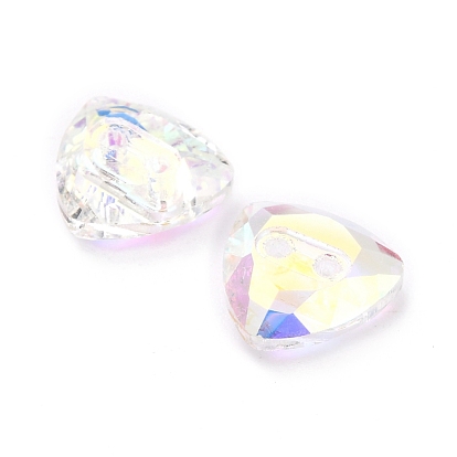 2-Hole Triangle Glass Rhinestone Buttons, Faceted