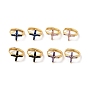 Boucles d'oreilles manchette croix zircone cubique, bijoux en laiton plaqué or véritable 18k pour femmes, sans cadmium et sans plomb