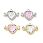 Transparent Resin Rhinestone Charms, Heart Charms, with Alloy Findings