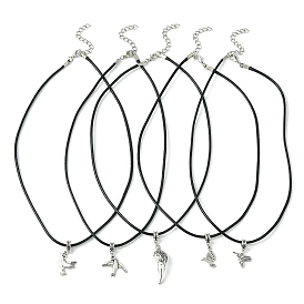 Антикварные ожерелья с подвесками в виде птиц из серебряного сплава, с искусственной кожи шнуры