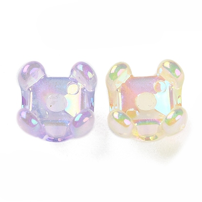 Capuchons de perles acryliques à placage UV lumineux, iridescent, 4 pétales
