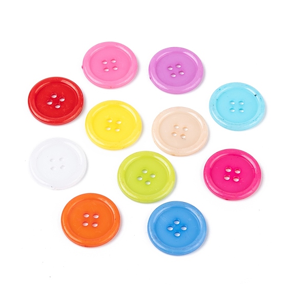 Acrylic Sewing Buttons, Plastic Shirt Buttons for Costume Design, 4-Hole, Dyed, Flat Round