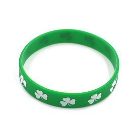 Silicone Clover Plant Wristband for Saint Patrick's Day Party Festival Home Decorations