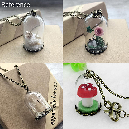 DIY Globe Glass Bubble Cover Pendants Making, with 
202 Stainless Steel Bead Cap Pendant Bails, Glass Bell Jar and 304 Stainless Steel Lace Edge Bezel Cups
