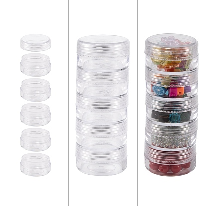 Plastic Bead Storage Containers, Column, 5 Vials, 3.9x10.5cm