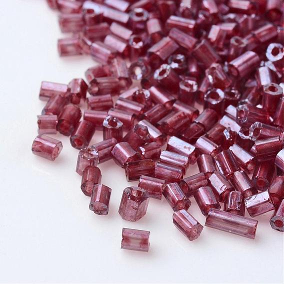 Transparent Lustered Two Cut Glass Seed Beads, Round Hole, Glazing Style, Hexagon