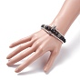 Ensemble de bracelets extensibles en perles synthétiques rondes en pierre noire et hématite de style pcs, bracelets de pierres précieuses avec boule couronne hexagone pour femme