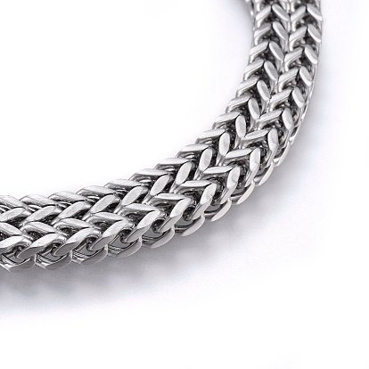 304 Stainless Steel Wheat Chain Necklaces, with Magnetic Clasps
