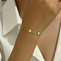 Shell Flower Link Chain Bracelets, Real 18K Gold Plated Stainless Steel Chains Bracelets for Women