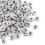 Серебряные шарики акриловым покрытием, цветок, серебро , 6x3 мм, отверстия: 1 мм, около 9000 шт / 500 г