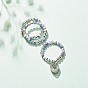 3Pcs 3 Style Natural Gemstone & Synthetic Hematite Beaded Finger Rings with Clear Cubic Zirconia Heart Charms for Women