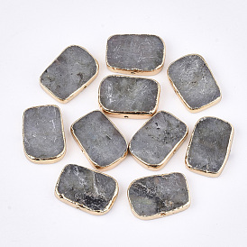 Electroplate Natural Labradorite Beads, Rectangle