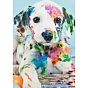 Kits de pintura de diamantes con tema de perro rectangular diy, incluyendo lienzo, diamantes de imitación de resina, bolígrafo adhesivo de diamante, plato de bandeja y arcilla de cola, perrito travieso