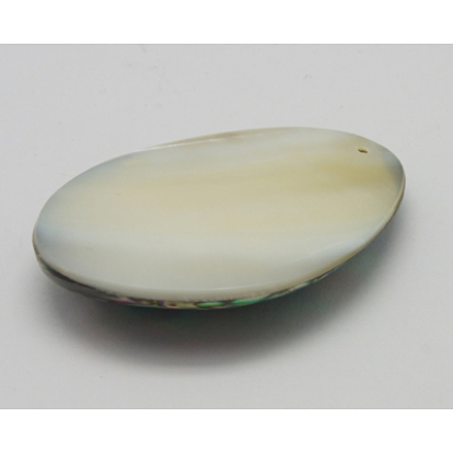 Abalone Shell/Paua Shell Pendants, Single Side, Oval, 34~40x49~58x9.5~15mm, Hole: 1mm
