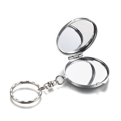 Железный складной зеркальный брелок, портативное компактное карманное зеркало для путешествий, пустая основа для крафта из уф-смолы, плоско-круглые