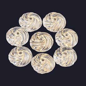 Perles acryliques plaquées, métal enlacée, plat rond
