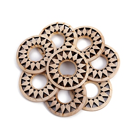 Pendentifs creux en bois, plat et circulaire avec fleur, pour la fabrication de bijoux de boucles d'oreilles