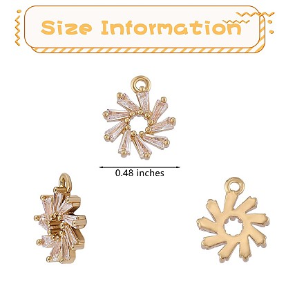 6 pièces fleur pendentif breloque zircone cubique clair breloque fleur en laiton pendentif plaqué longue durée pour bijoux collier bracelet boucle d'oreille faire de l'artisanat