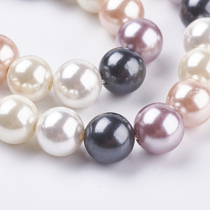 Electroplate Shell Pearl Beads Strands, Round