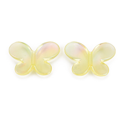 Cabochons acryliques transparents, couleur arc-en-plaqué, papillon