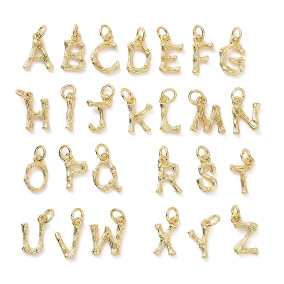 Pendentifs en laiton, avec anneau de saut, or, charme de lettre