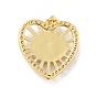 Heart with Eye Brass Micro Pave Clear Cubic Zirconia Pendants, with Resin Eyeball, Cadmium Free & Nickel Free & Lead Free, Real 18K Gold Plated