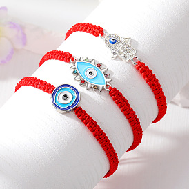 Turkish Evil Eye Red String Bracelet with Blue Beads - Handmade Fatima Jewelry