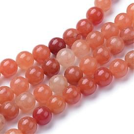 Brins de perles naturelles aventurine rouge, ronde